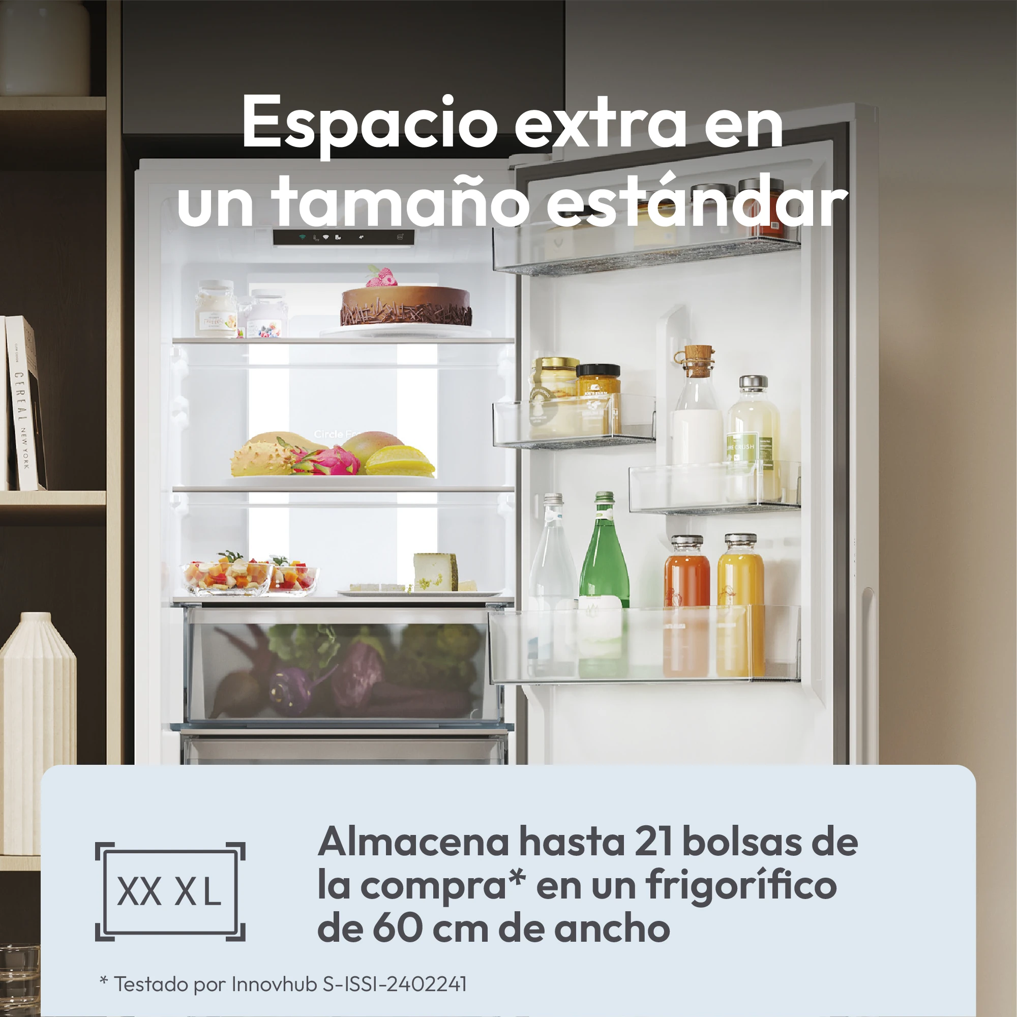 Frigorífico combi Candy ECN4CQTEW186, 185 x 59,5 x 66,7 cm, No Frost, clase E, 270 kWh/año, 38 dB, 355 litros, WiFi, blanco - imagen 7