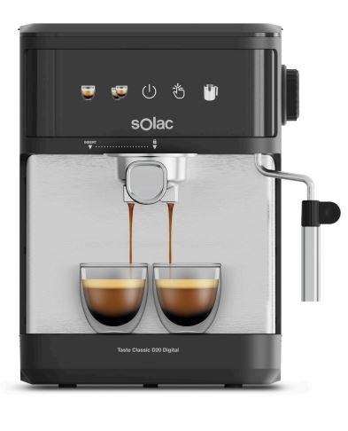 Cafetera espresso Solac Taste Classic D20 Digital CE4421, 20 bares, 850 W, 1,8 litros, panel táctil, Double Cream, vaporizador, acero inox